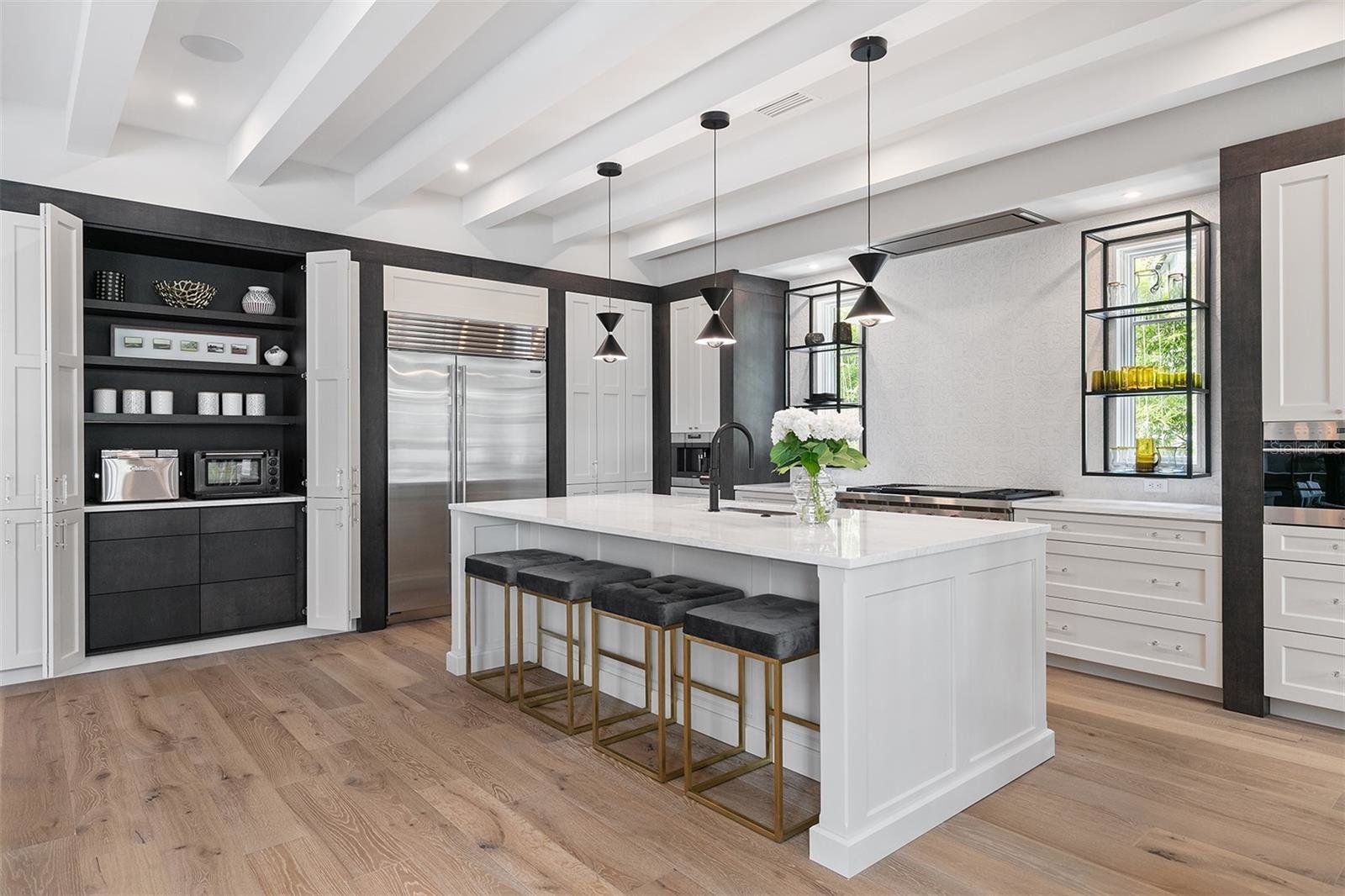 modern kitchen with white and black decor